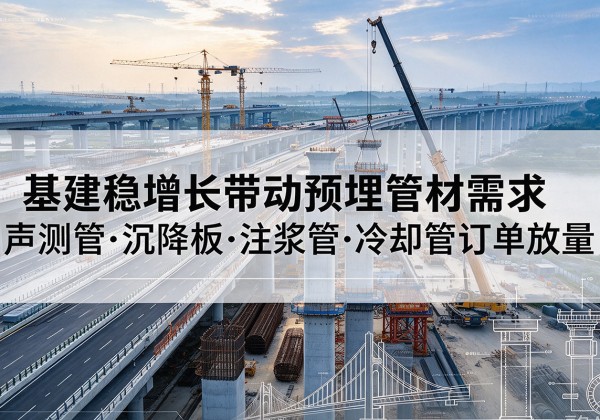 朝天基建稳增长带动预埋监测管材需求，声测管、沉降板、注浆管订单持续放量